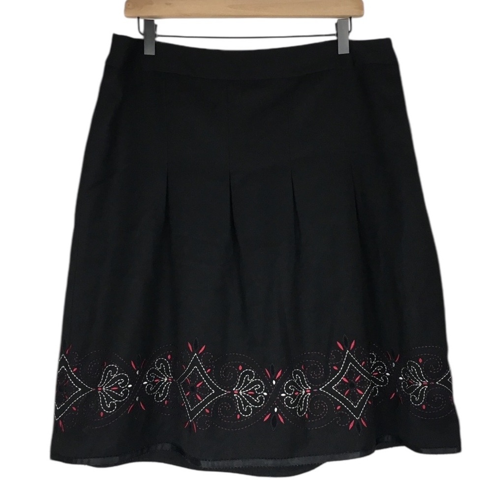 LOFT Skirt Full A Line Pleated Embroidered Southwestern Western Plus Size 14